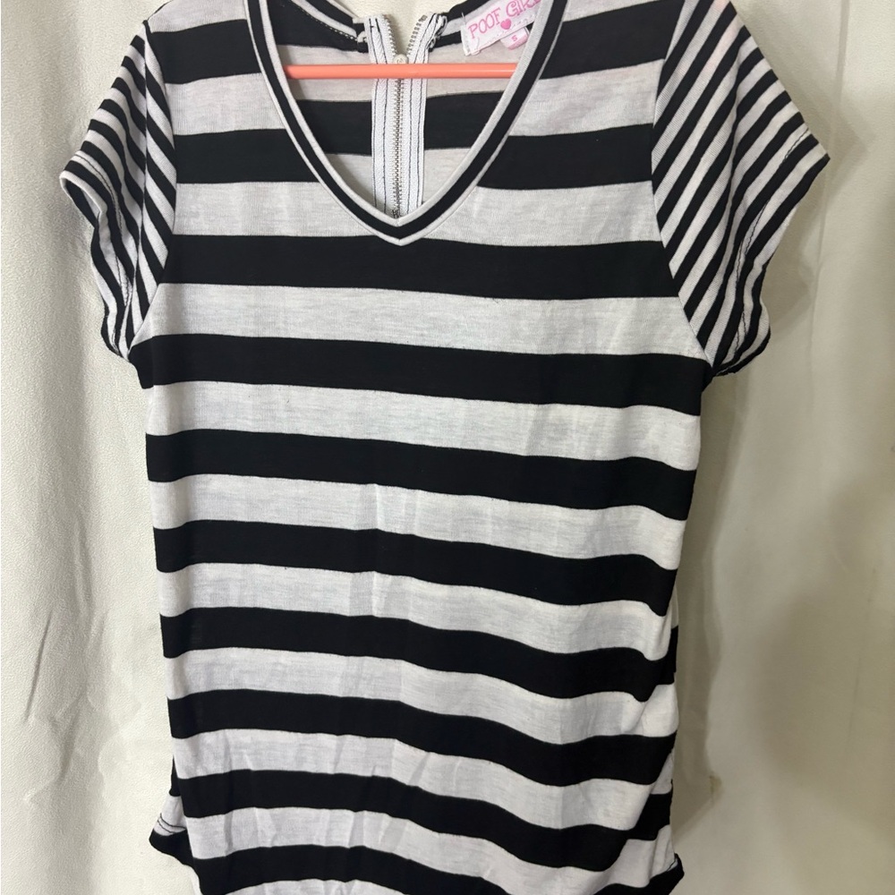 POPSUGAR Striped V-Neck Short Sleeve Tee